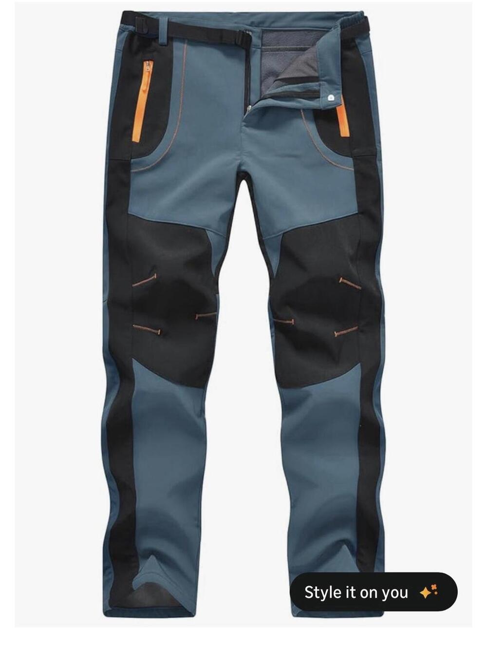 TBMPOY Men's Snow Ski Hiking Pants Waterproof Winter Fleece Lined Pants